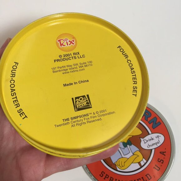 The Simpsons Duff Beer 4 Coaster Set in Tin 2001 - Picture 5 of 6
